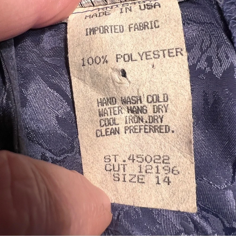 VINTAGE SAMANTHA BLACK Drop waist Dress. 80’s, 90’s. Size 14. Blue polyester - Picture 4 of 9